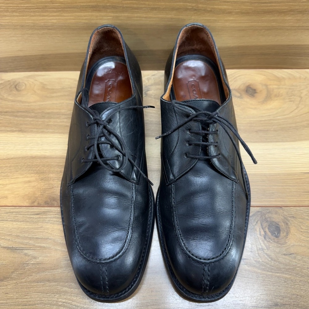 COACH Vintage Split Toe‎ Derby Mens 10.5 M Black Leather ITALY Dress Shoes